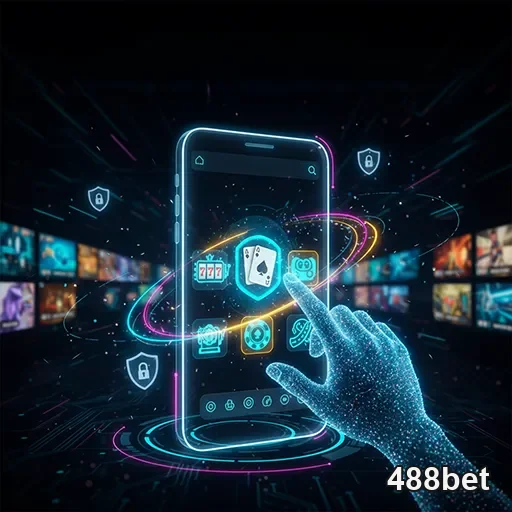 Imagem do aplicativo 488bet exibido na tela, promovendo a plataforma de apostas do site 488bet